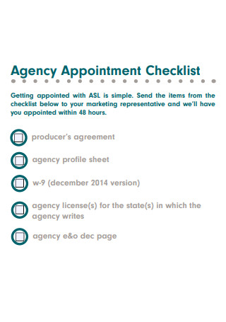 Agency Appointment Checklist