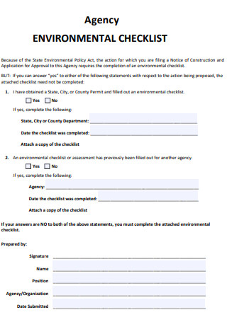 Agency Environmental Checklist