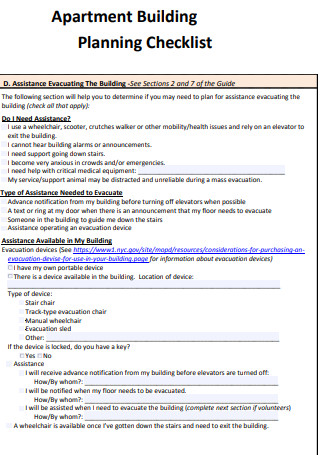 Apartment Building Planning Checklist