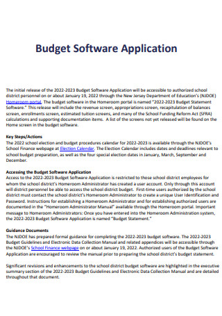 Budget Software Application