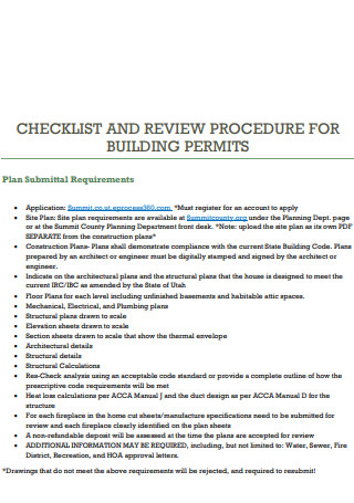 Building Review Procedures Checklist