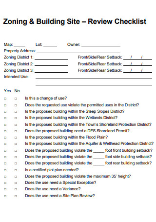 Building Site Review Checklist