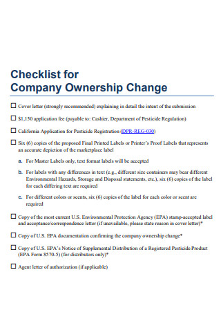 Company Ownership Change Checklist