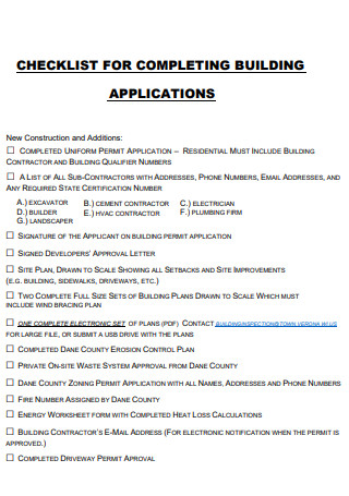 Completing Building Application Checklist