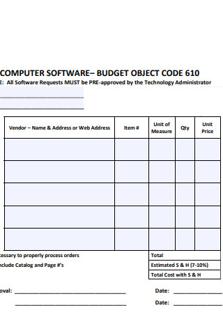 Computer Budget Software