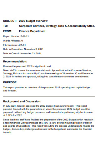 Corporate Services Budget Overview