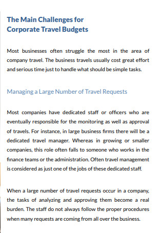 Corporate Travel Budget