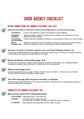 Door Agency Checklist