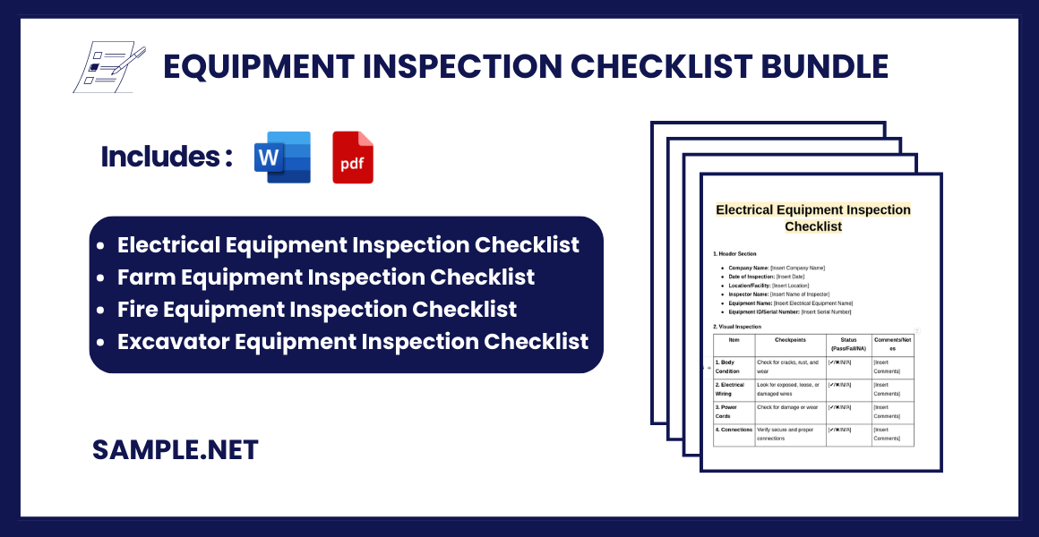 equipment inspection checklist bundle