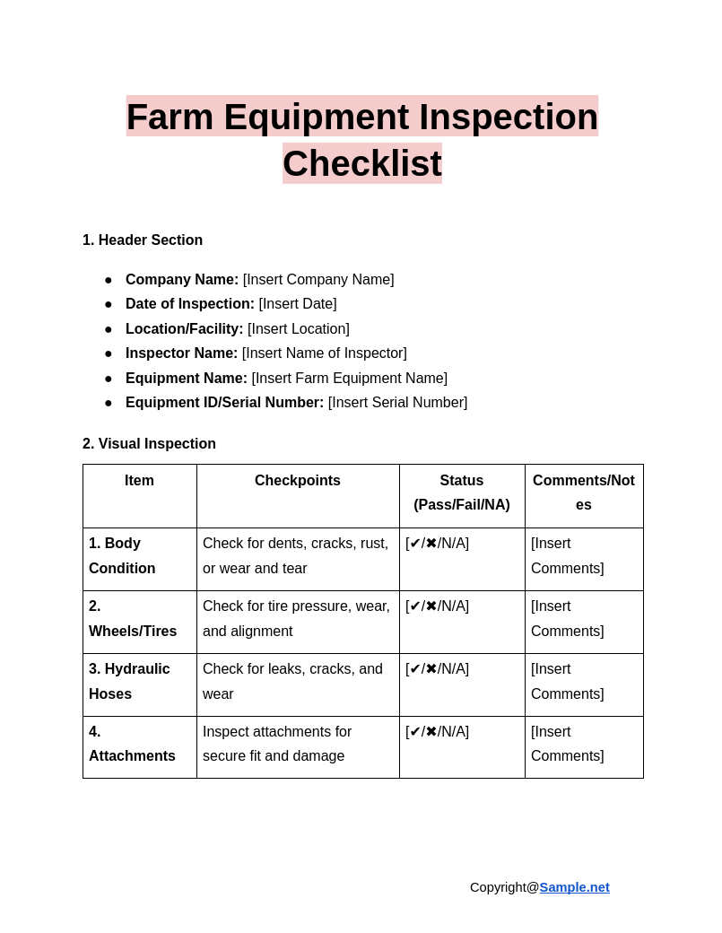 Farm Equipment Inspection Checklist Google Docs 12 13 2024 04 32 PM