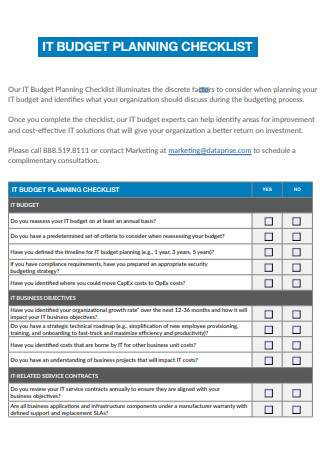 IT Budget Planning Checklist