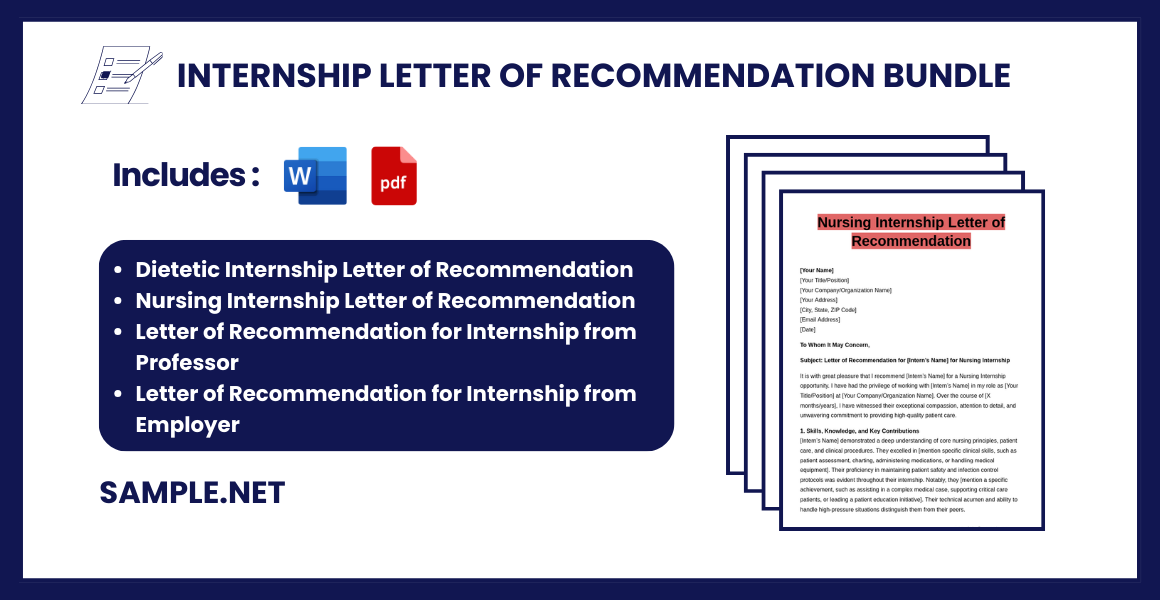 internship letter of recommendation bundle