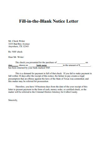 Letter Notice Example