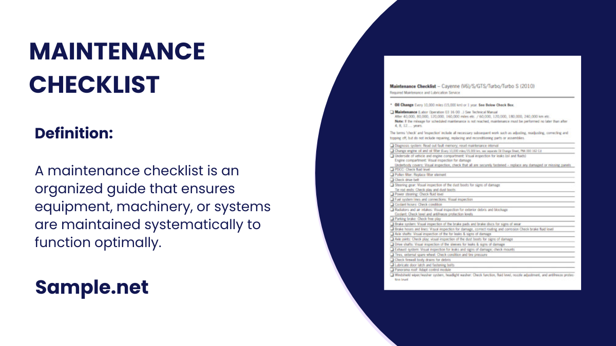 maintenance checklist