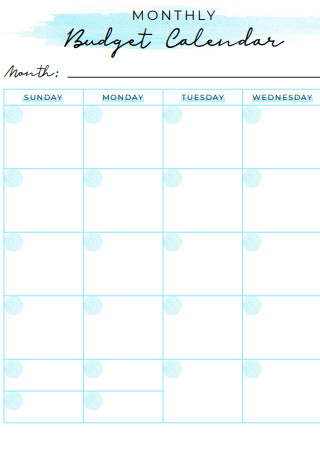 Monthly Budget Calendar