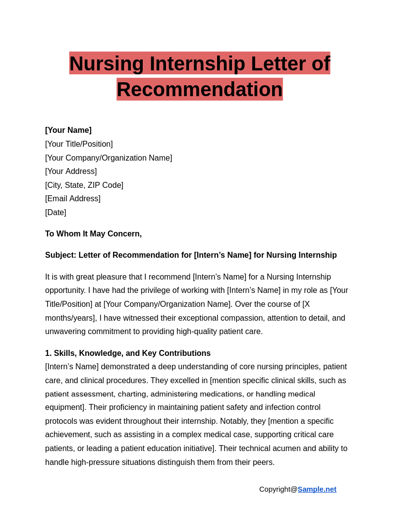 Nursing Internship Letter of Recommendation Google Docs 12 13 2024 04 37 PM