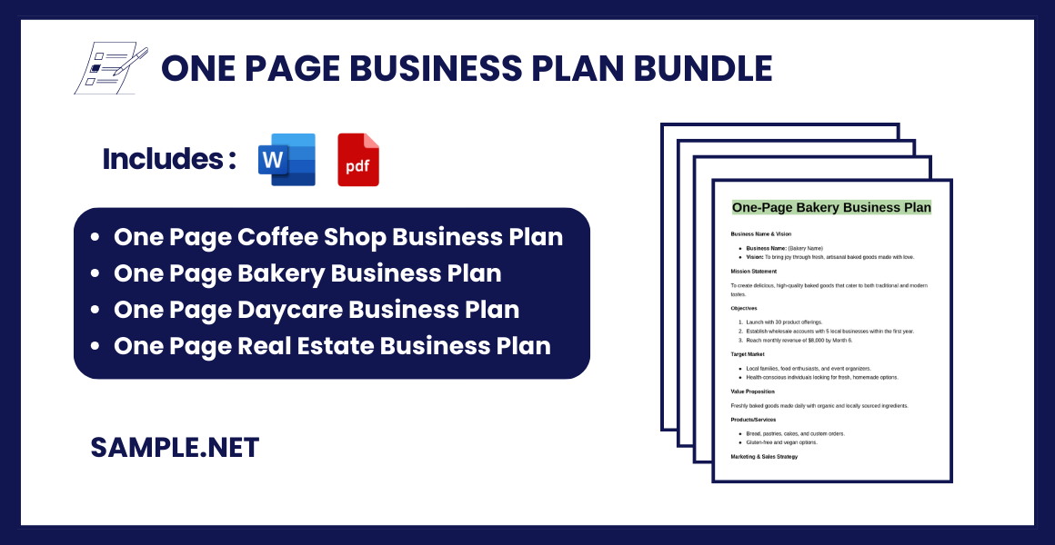 one page business plan bundle