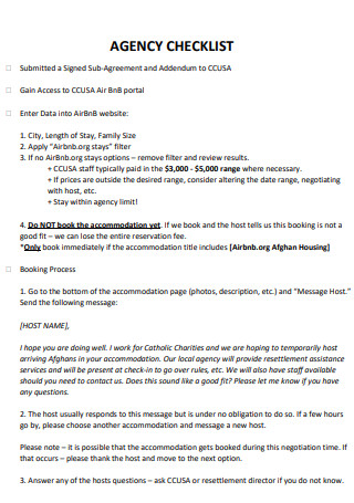 Simple Agency Checklist