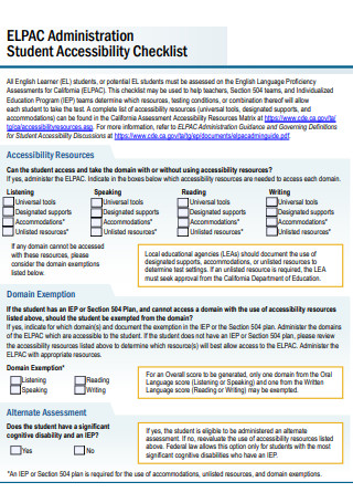 Student Accessibility Checklist