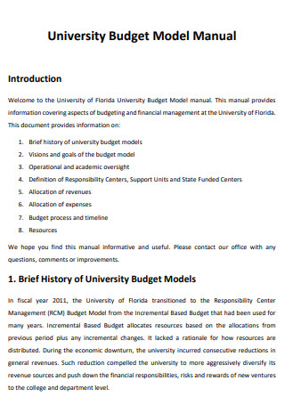 University Budget Model Manual