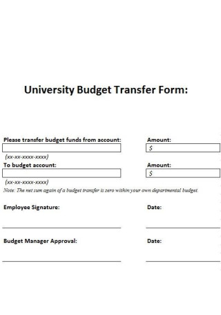 University Budget Transfer Form