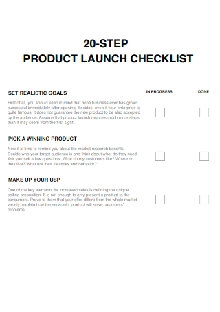 20 Step Product Launch Checklist