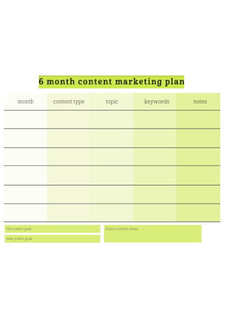 6 Month Content Marketing Plan