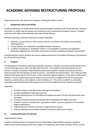 Academic Advising Restructuring Proposal