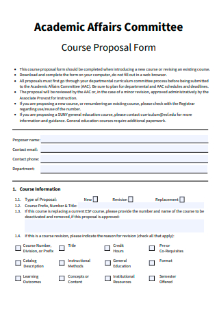 Academic Affairs Committee Course Proposal Form