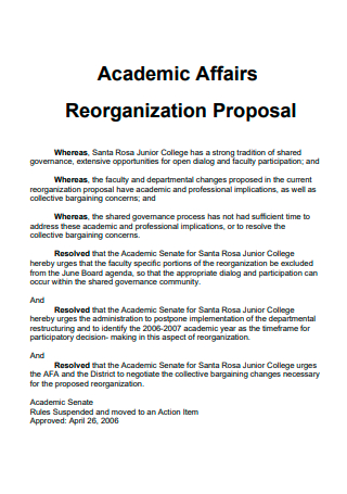 Academic Affairs Reorganization Proposal