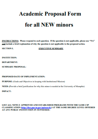 Academic Proposal Form For New Minors