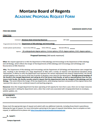 Academic Proposal Request Form