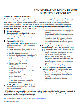 Administrative Design Review Submittal Checklist