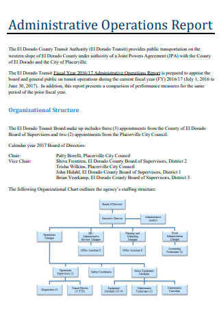 Administrative Operations Report