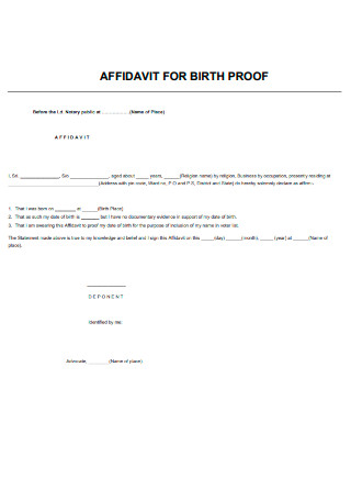 Affidavit of Birth Proof