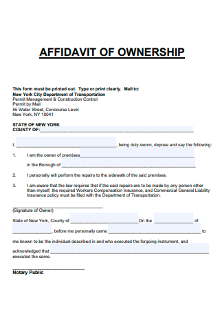 Affidavit of Ownership Template