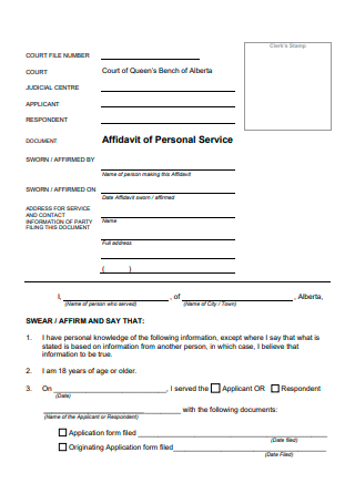 Affidavit of Personal Service