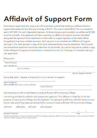 Affidavit of Support Forms