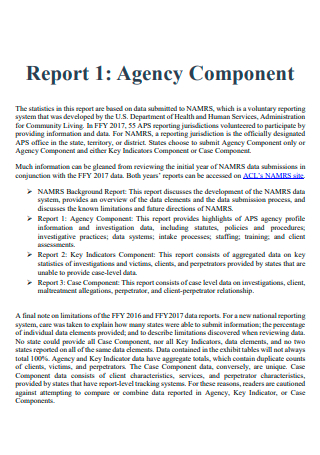 Agency Component Report