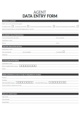 Agent Data Entry Form