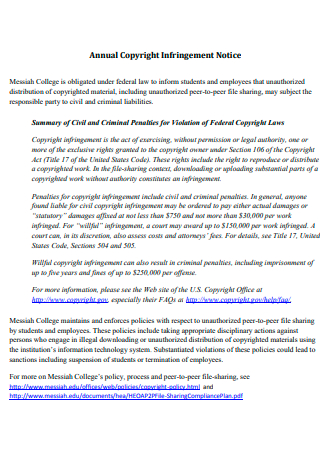 Annual Copyright Infringement Notice