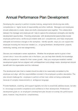 Annual Performance Plan Development