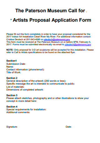 Artists Proposal Application Form
