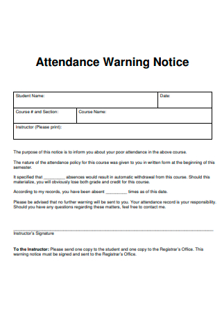 Attendance Warning Notice