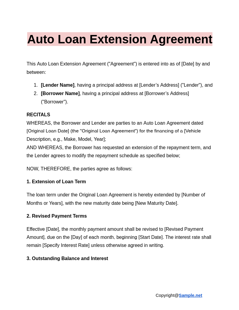 Auto Loan Extension Agreement Google Docs 01 07 2025 04 27 PM