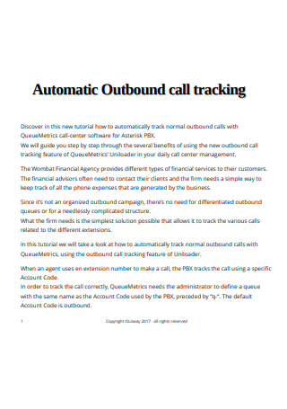 Automatic Outbound Call Tracking