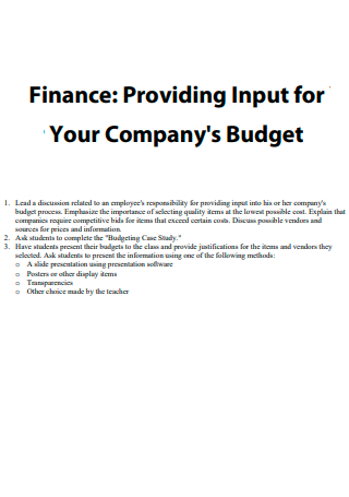 Basic Company Budget
