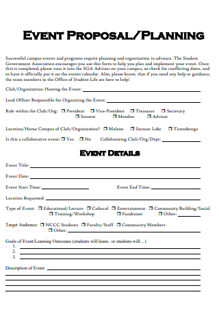 Basic Event Planning Proposal