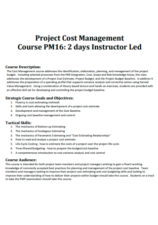 Basic Project Cost Management