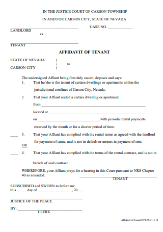 Basic Tenant Affidavit
